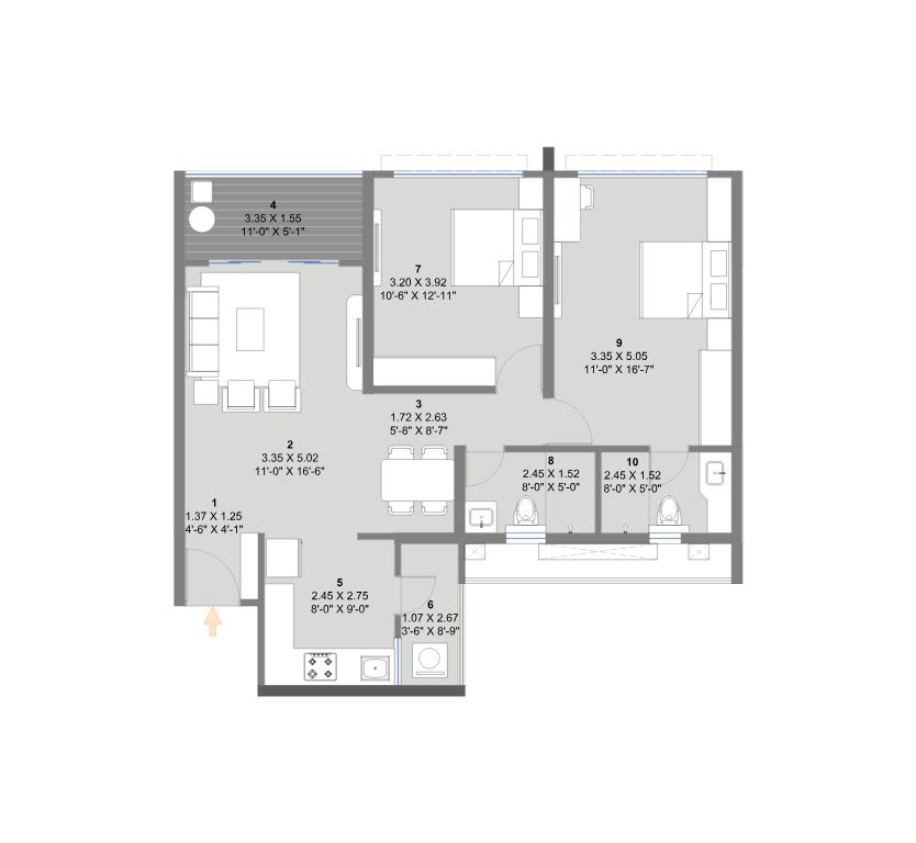 Vyana 3 BHK Floor Plan The Reserve